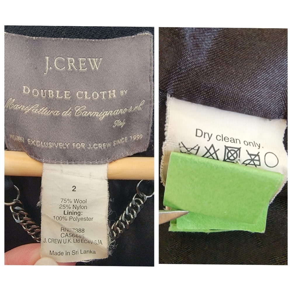 J.Crew Lady’s Symphony Top Coat Black Italian Double-Cloth Wool Blend Si… - Picture 11 of 16